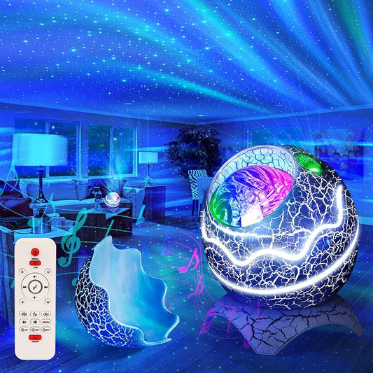 Dino Egg Proyector Auroras Boreales + Parlante Bluetooh + Control